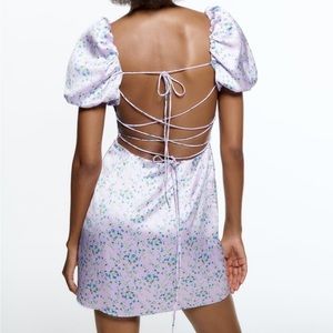 (sold) NWT Zara Satin Lilac Spring Dress